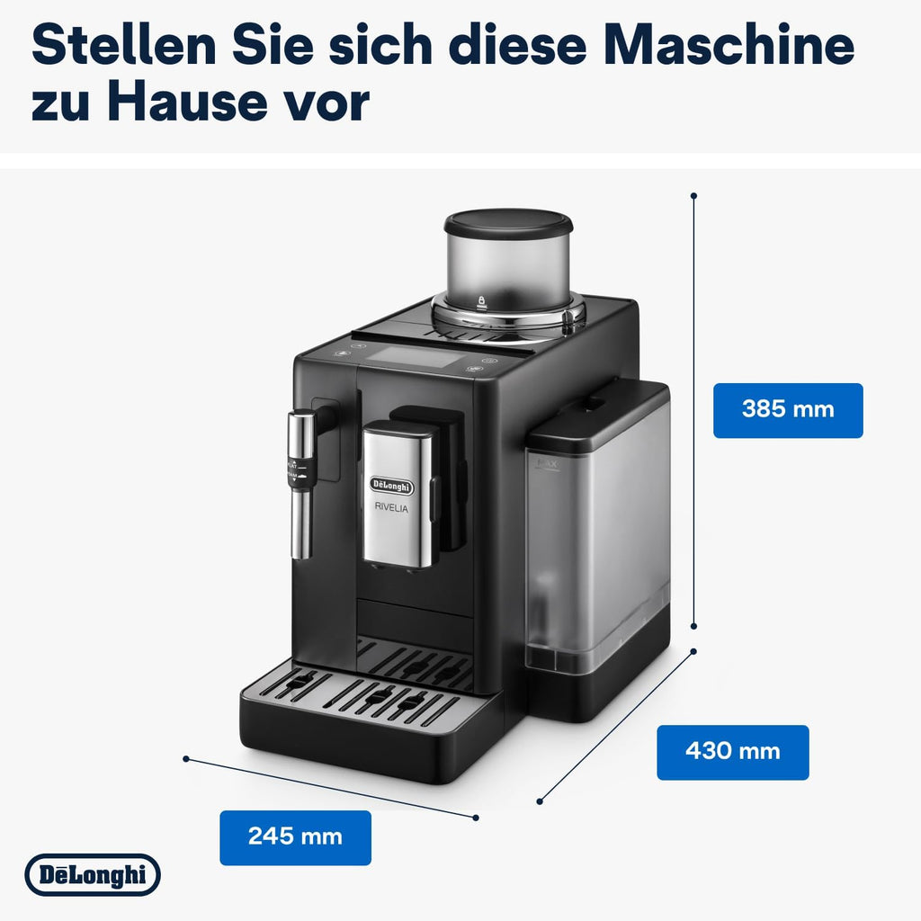 De'Longhi Rivelia EXAM440.55.W volautomatische espressomachine met LatteCrema-melksysteem, verwisselbaar bonenreservoir, 16 koffie- en melkdranken met één druk op de knop, Extra-Shot-functie, 3,5 inch touchscreen, wit