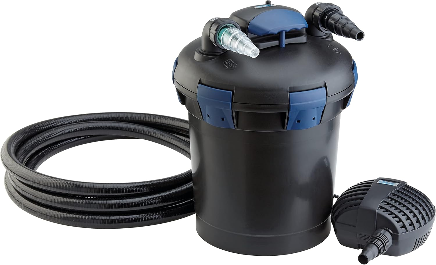 OASE 50499 Drukfilter BioPress Set 4000, vijverfilter filterset voor effectieve en snelle algenbestrijding, complete set incl. filterpomp en UVC-reiniger