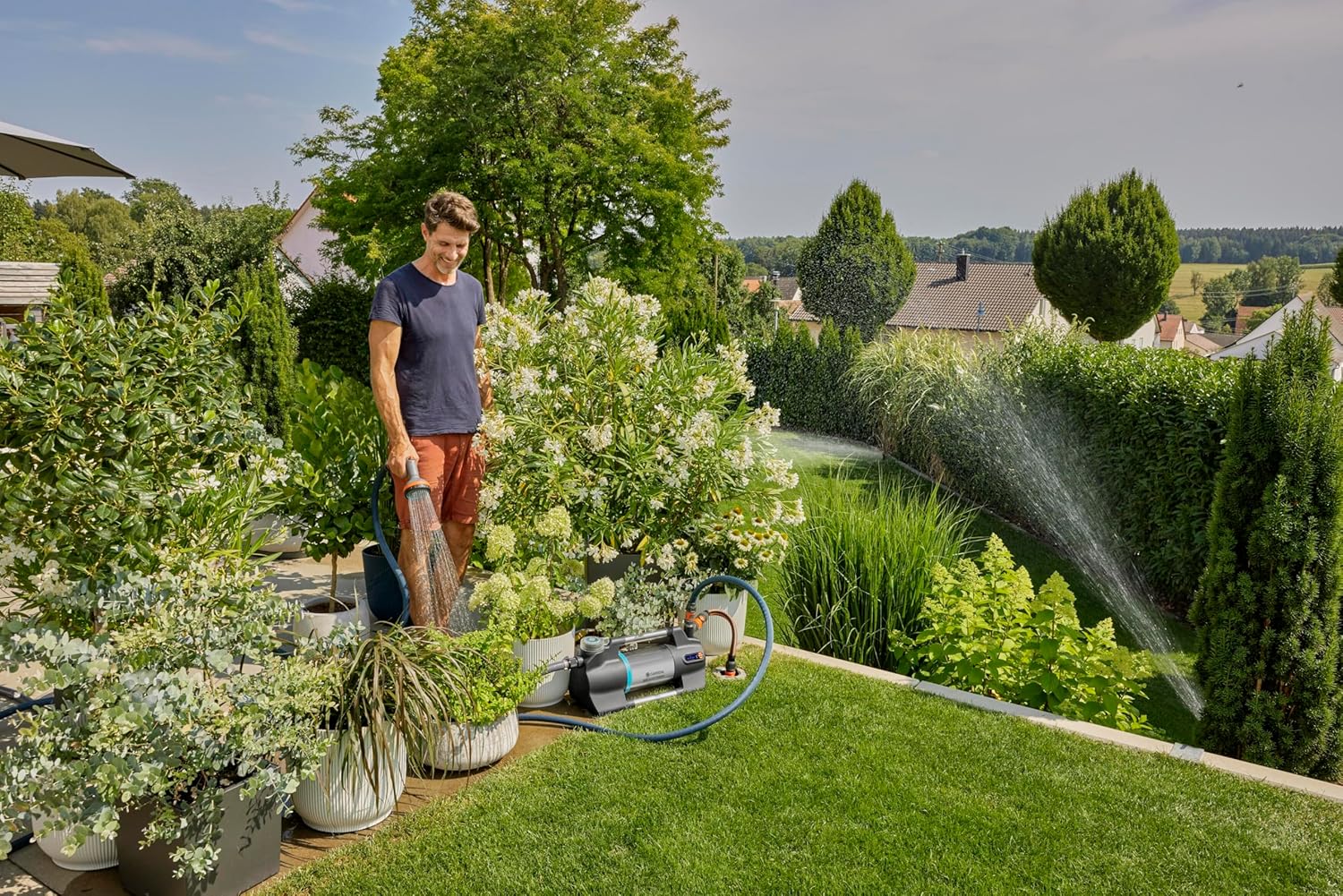Gardena Gartenpumpe 6500 SilentComfort: Extra leise Bewässerungspumpe via App steuerbar, Fördermenge 6500 l/h, Trockenlaufsicherung, rostfreier Edelstahl, stromsparend und wasserfest (9059-20)