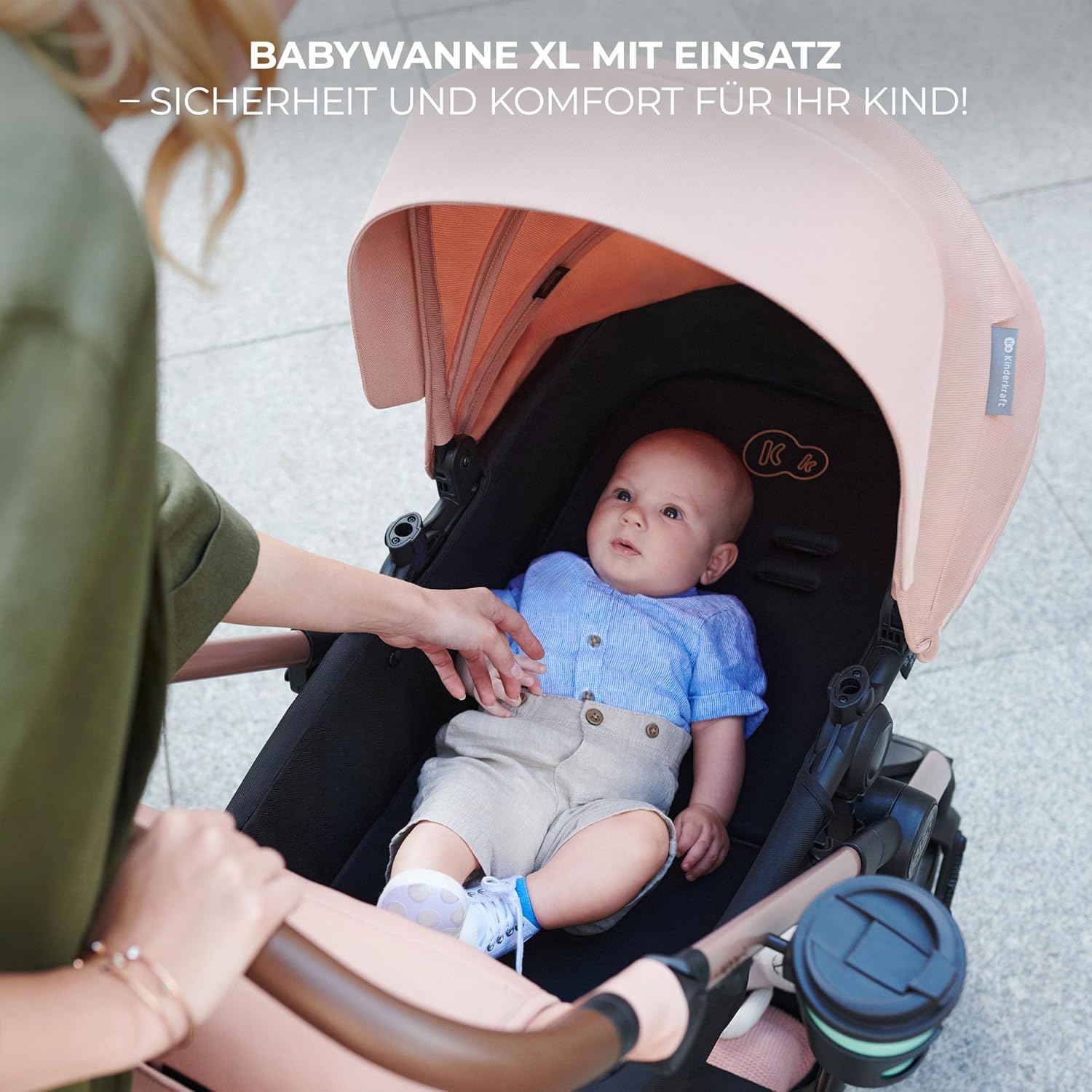 Kinderkraft MOOV2 AIR Kinderwagen 3 in 1 Kinderwagenset tot 26 kg met autostoel I-SIZE 40-75 cm, buggyfunctie, verstelbare ligstand, grote uitschuifbare kap, opblaasbare wielen, zwart