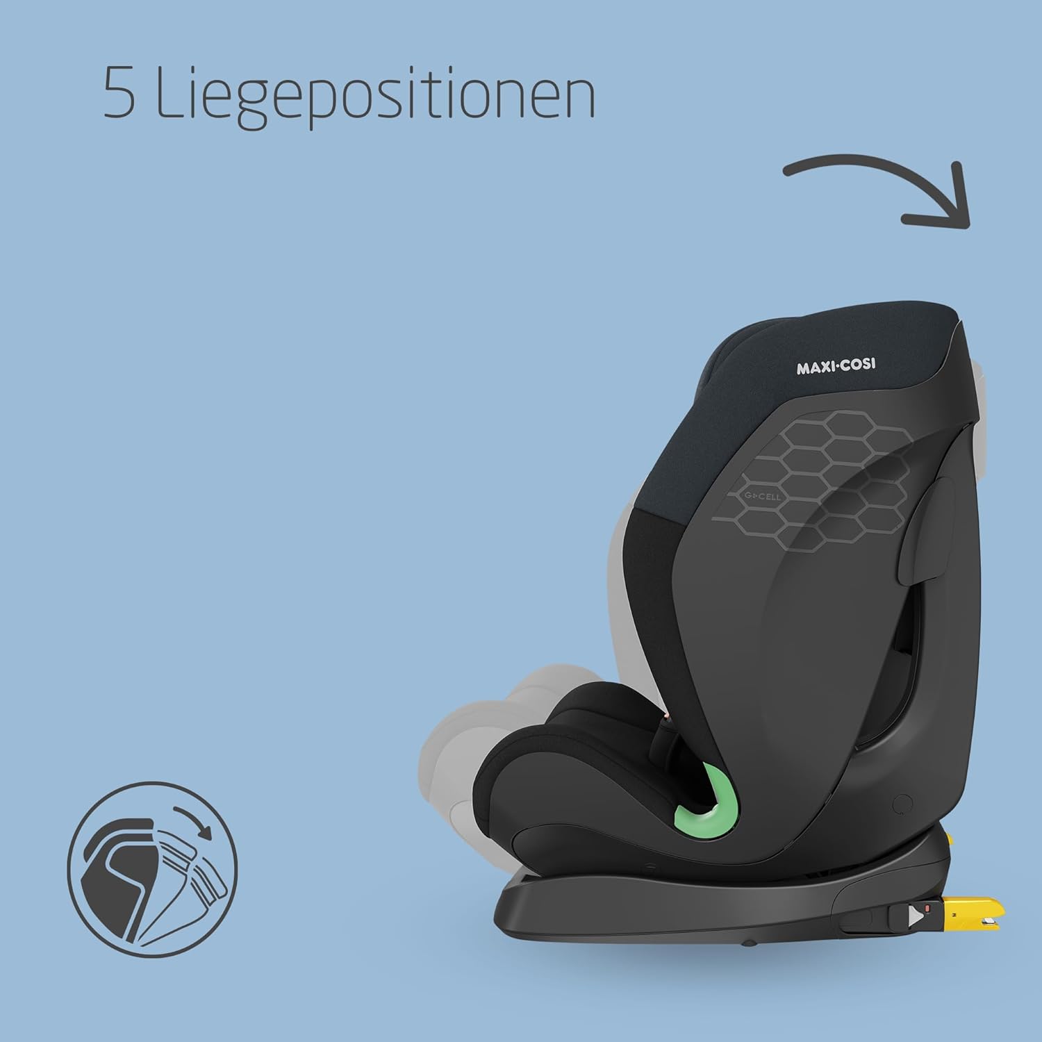 Maxi-Cosi Titan S i-Size, meegroeiend kinderzitje, 15 maanden–12 jaar (76–150 cm), ISOFIX autostoeltje, 5 zitposities, 13 hoofdsteunstanden, G-CELL-bescherming, 5-punts veiligheidsgordel, Tonal Black