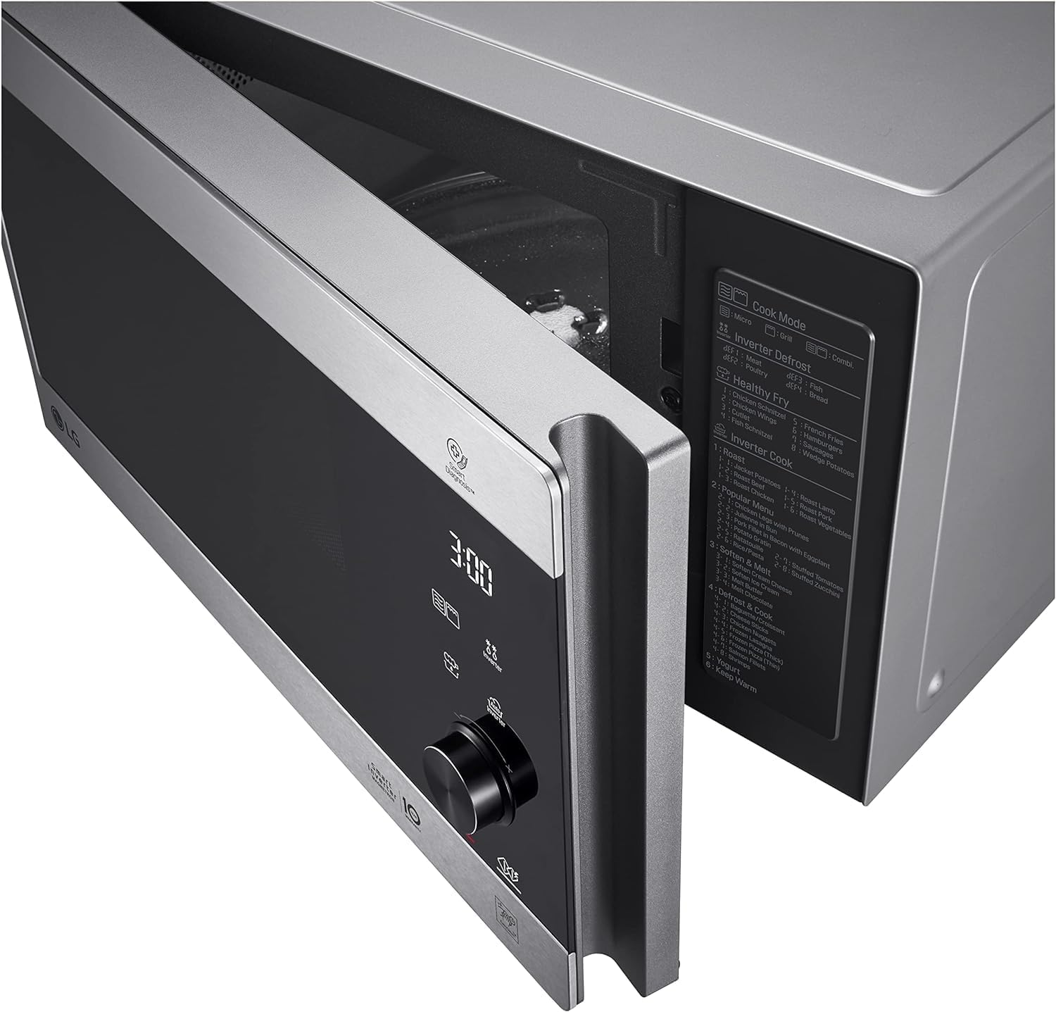 LG MS2595CIS magnetron met Smart Inverter-technologie, 25 liter inhoud, 1000 W, automatische programma's, instelbare vermogensniveaus en EasyClean-functie, zilver