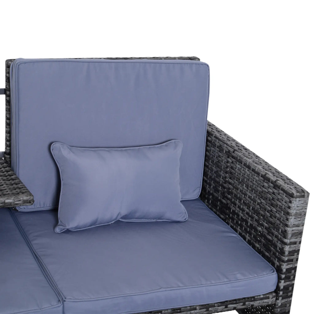 Outsunny Polyrattan Tuinbank Set 3-delig 2-in-1 Rugleuning Buiten