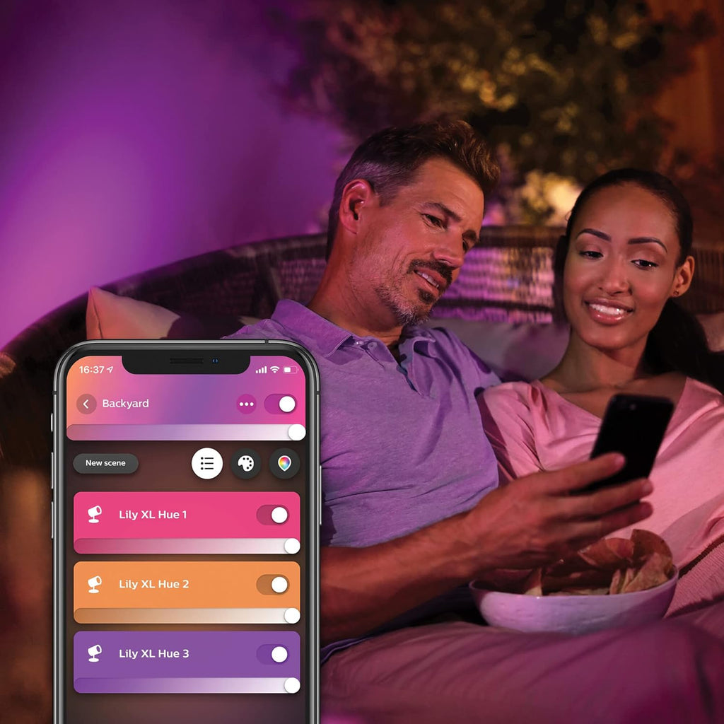 Philips Hue White & Color Ambiance Lily tuinspot [alleen uitbreiding], vereist Hue Bridge + basispakket (afzonderlijk verkrijgbaar), werkt met Alexa, Google Assistant en Apple Homekit