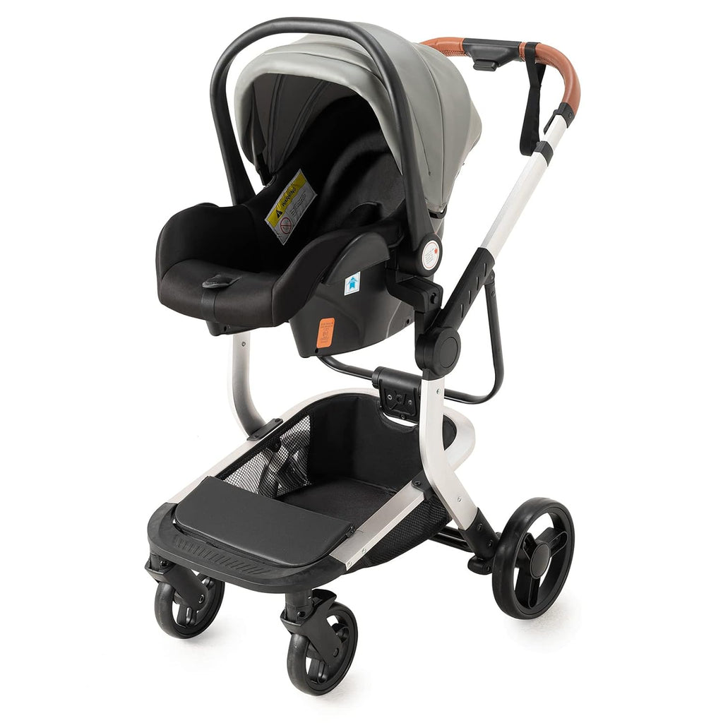 3 in 1 Kombikinderwagen 3 in 1 Reisesysteme Kinderwagen Infant Hochlandschaft Liegender Buggy Kinderwagen Neugeborenen Kinderwagen Faltbarer Standardkinderwagen (906 White)