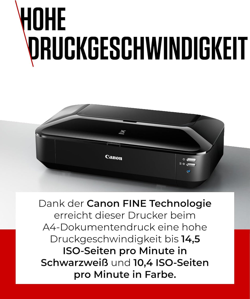 Canon PIXMA iX6850 printer, kleureninkjet multifunctioneel apparaat DIN A3+ (kantoorprinter, fotoprint, tekstprint, 9.600 x 2.400 DPI, wifi, WLAN, USB, 5 afzonderlijke inkten, direct printen, print-app) zwart