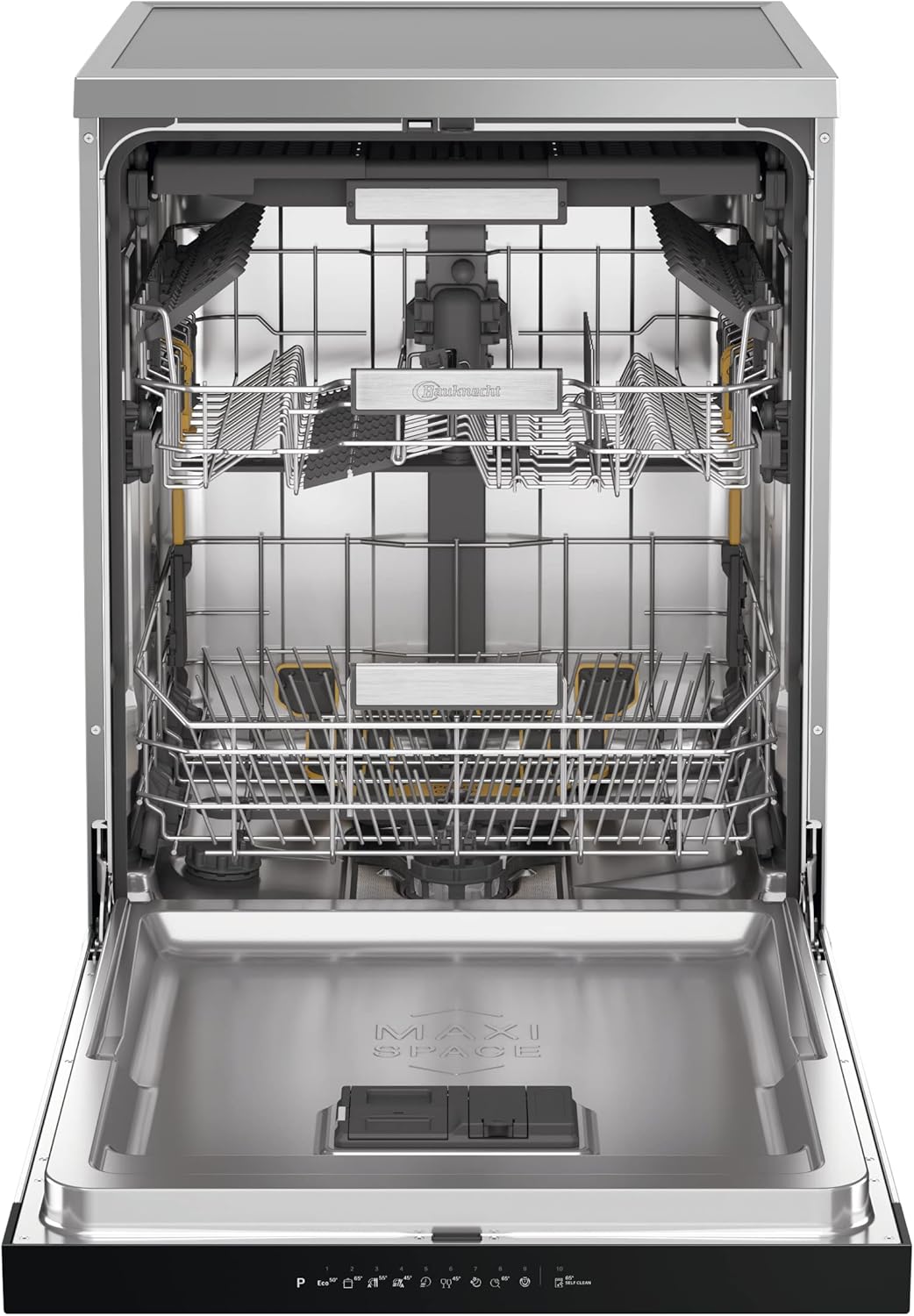 Bauknecht B7F HP43 XA Vrijstaande vaatwasser/ 60 cm/ 15 couverts/ PowerClean Pro-Effectieve hogedruksproeiers/ Natural Dry-Automatische deuropening-Betere droging/ Maxi Space-Meer binnenruimte
