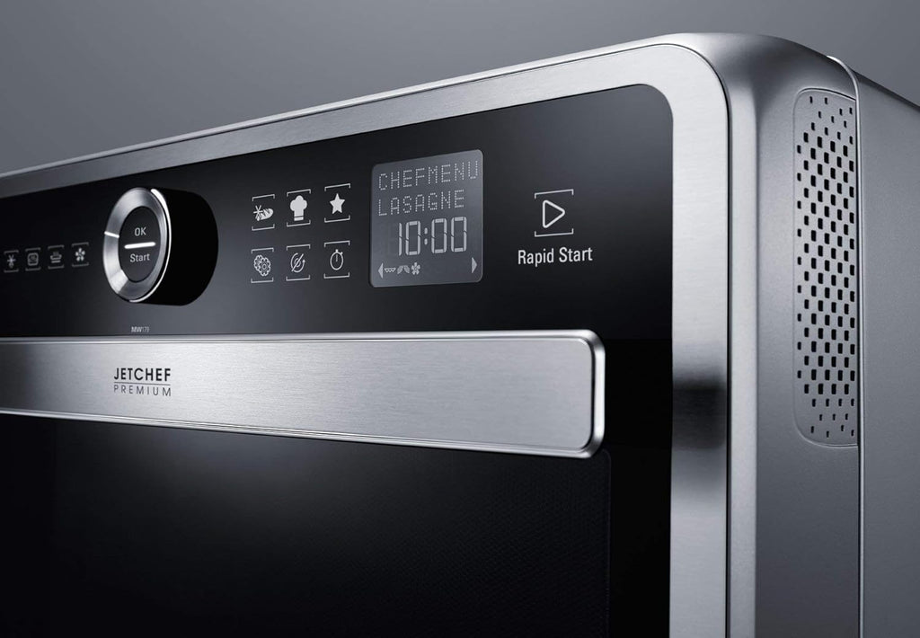 Bauknecht Jet Chef MW 179 IN Rvs 5-in-1 Multifunctionele Magnetron/ 1000 W/ 33 L Gaarruimte/Hete lucht 1500 Watt/ Kwartsgrill 1200 W/DualCrisp/ Stoomkoken/Smelt- en Snelontdooifunctie