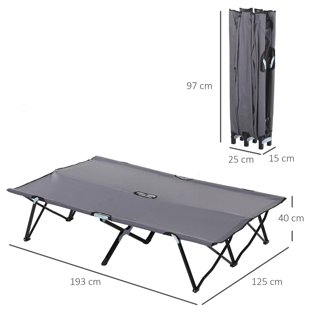 Outsunny Opklapbaar Campingbed voor 2 personen verhoogd opvouwbaar