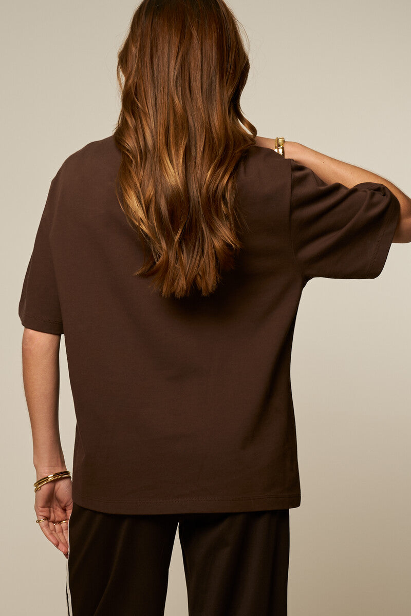 Donkerbruin oversized basic T-shirt