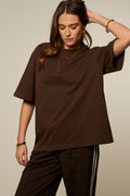 Donkerbruin oversized basic T-shirt
